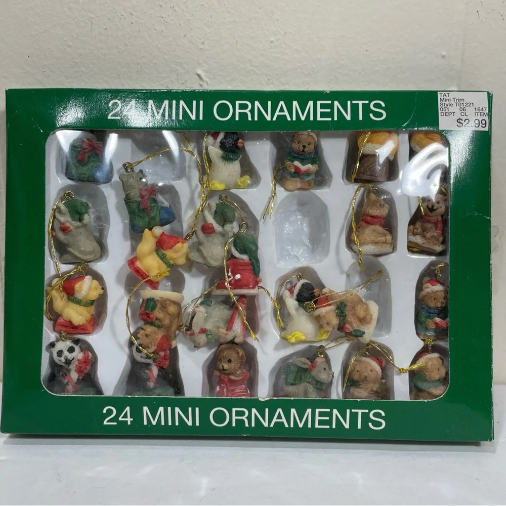 Vtg Target 24 Mini Resin Ornaments Little Animals Critters Panda Rabbit Penguins